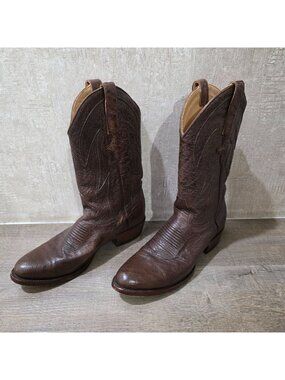 Justin Men’s Brown Leather Cowboy Western Boots Size 8.5 D Made in Mexico